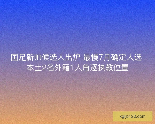 国足新帅候选人出炉 最慢7月确定人选 本土2名外籍1人角逐执教位置